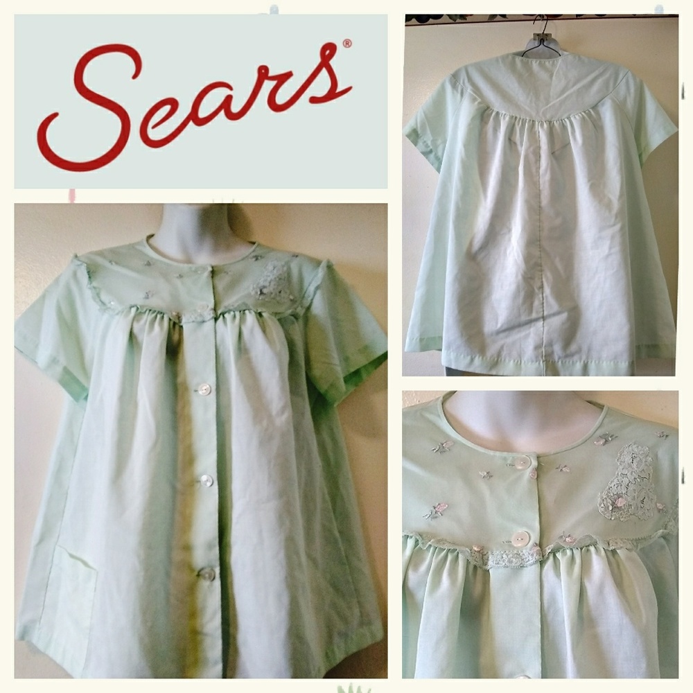VTG 60s Sears Pastel Green A-line Sleep Top Sz L